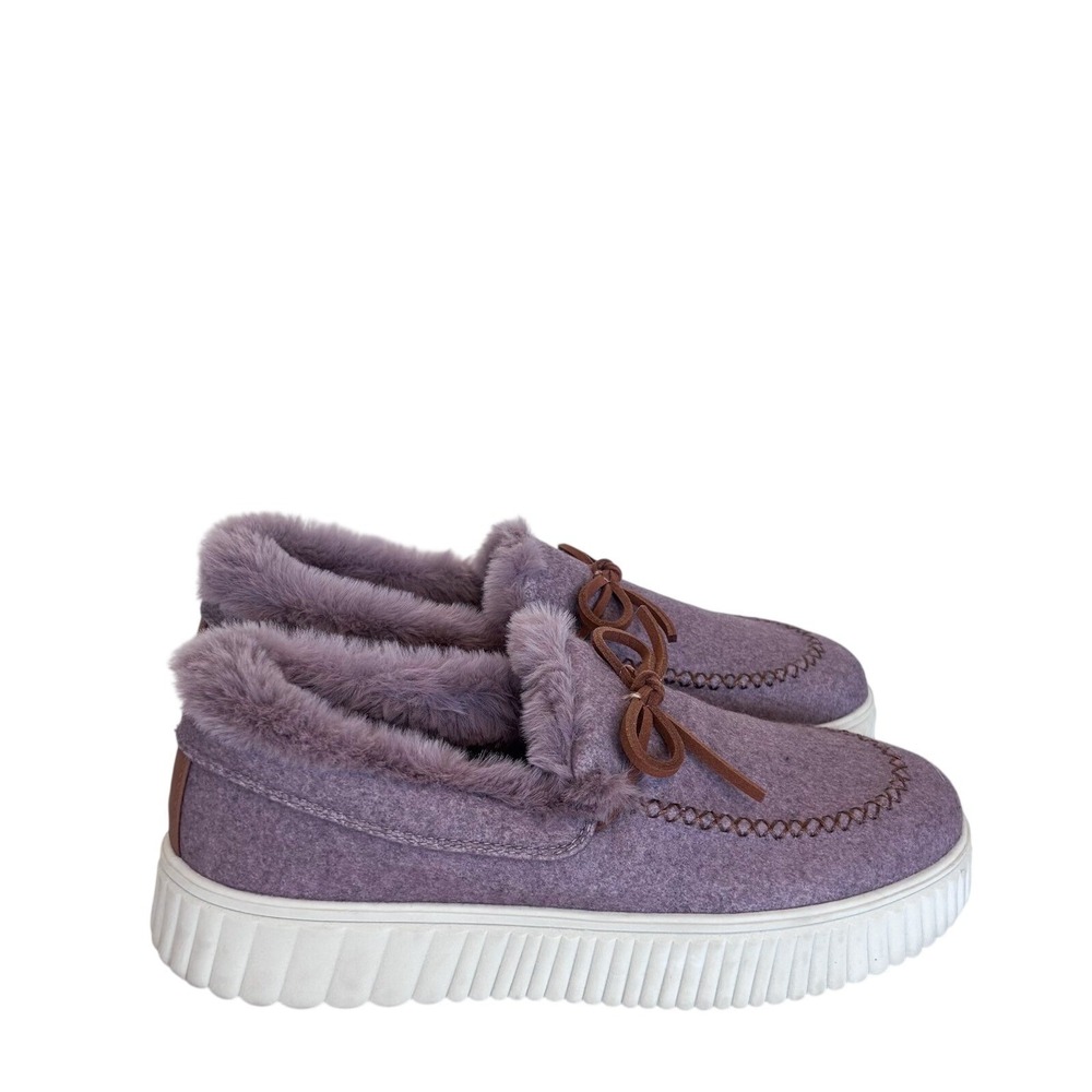 Skechers Womens Cozy Ojai Moccasin Slippers Size 9.5‎ Faux Fur Bow Memory Foam